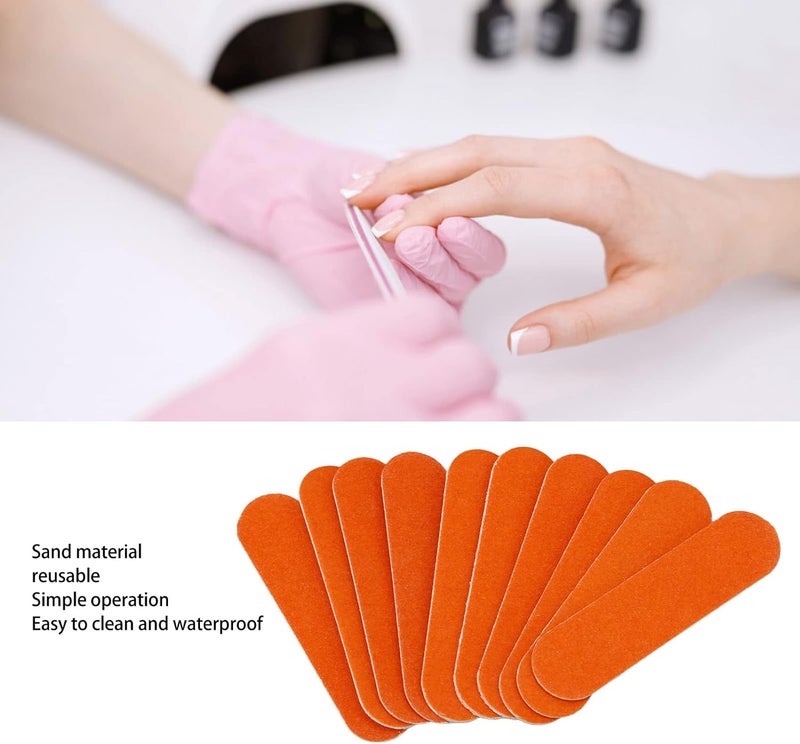 woobles 100 Pieces Waterproof Orange Nail Files, Reusable Sand Professional Nail File DIY Manicure Nail Files for Gel Nails - Image 3